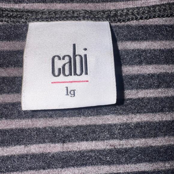 CAbi Tan Gray Striped Long Sleeve Tunic Top Style 3053 Size Large - Picture 4 of 5